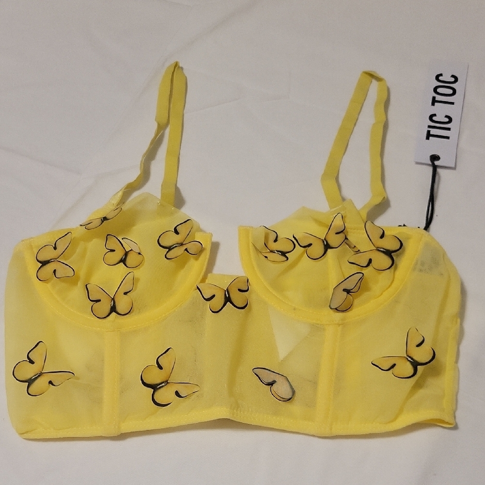 Yellow Sheer Butterfly Bralette